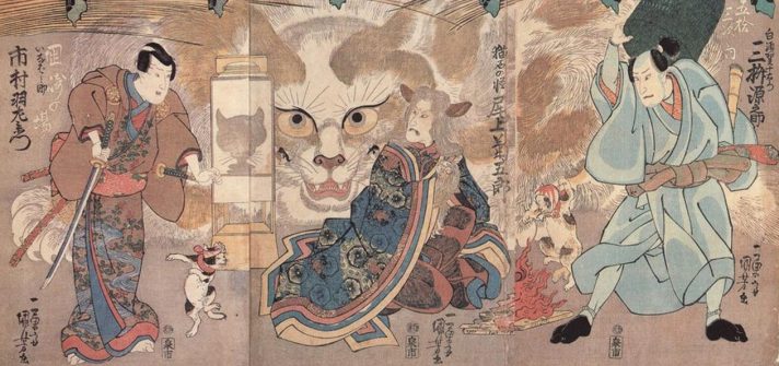 Escenas de una obra kabuki, de Utagawa Kuniyoshi