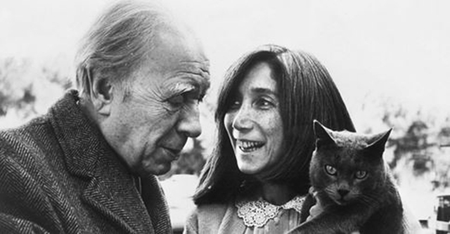 Borges, María Kodama y gato desconocido